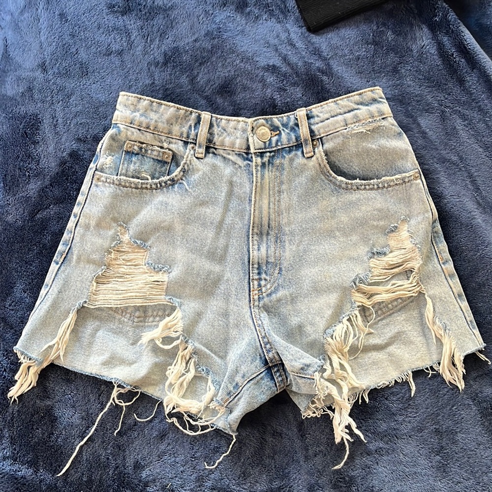 ZARA high waisted ripped shorts